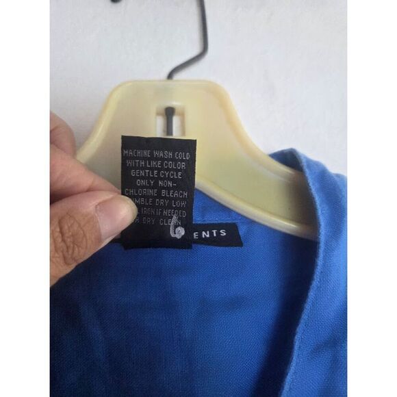 Grace Elements Women Royal Blue Sleeveless 100% Linen Button Down Shirt size 1X - Picture 4 of 5
